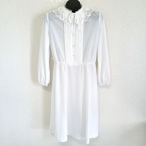 Vintage 70s Jerrie Lurie Cottagecore White Lace Praire Dress